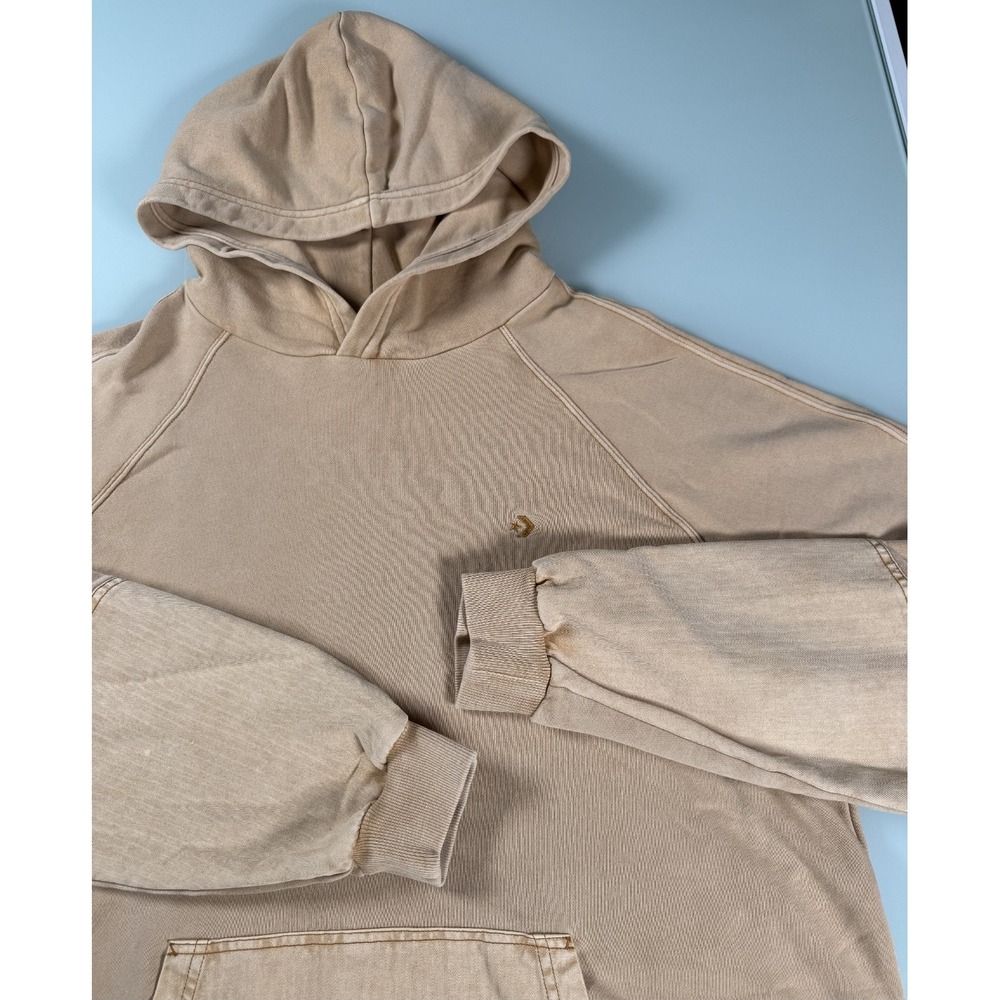CONVERSE Solid Tan Cotton Blend Mens kangaroo pocket Hoodie - XL
